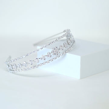 Swarovski Crystals Floral Vine Leaves Three Layer Silver Headband, Hair Vine Headband, Bridal Hair, Rhinestone Headband, Delicate Headband.